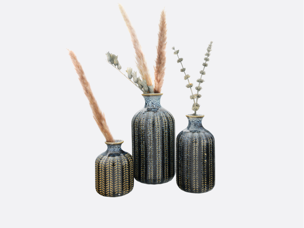 Embossed Stoneware Vases