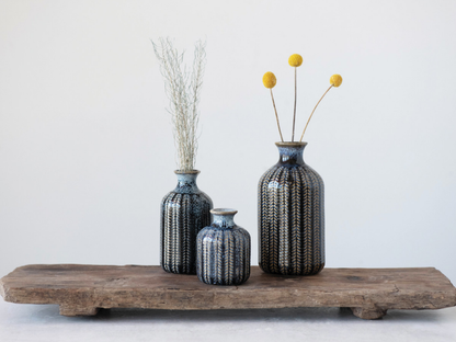Embossed Stoneware Vases