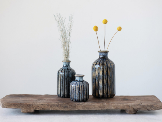Embossed Stoneware Vases