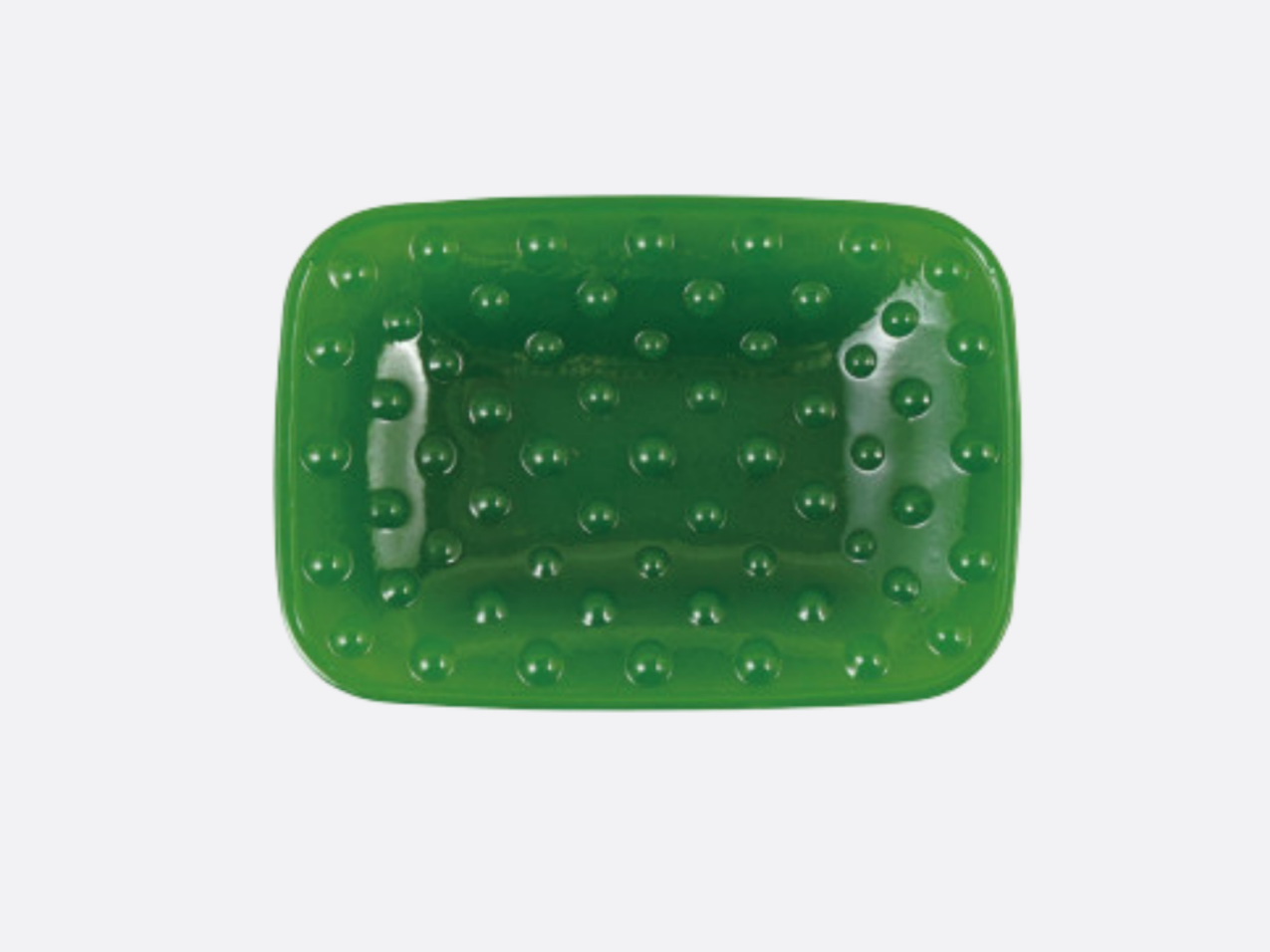 Embossed Milk Glass Footed Soap Dish - Green