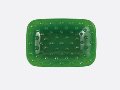 Embossed Milk Glass Footed Soap Dish - Green