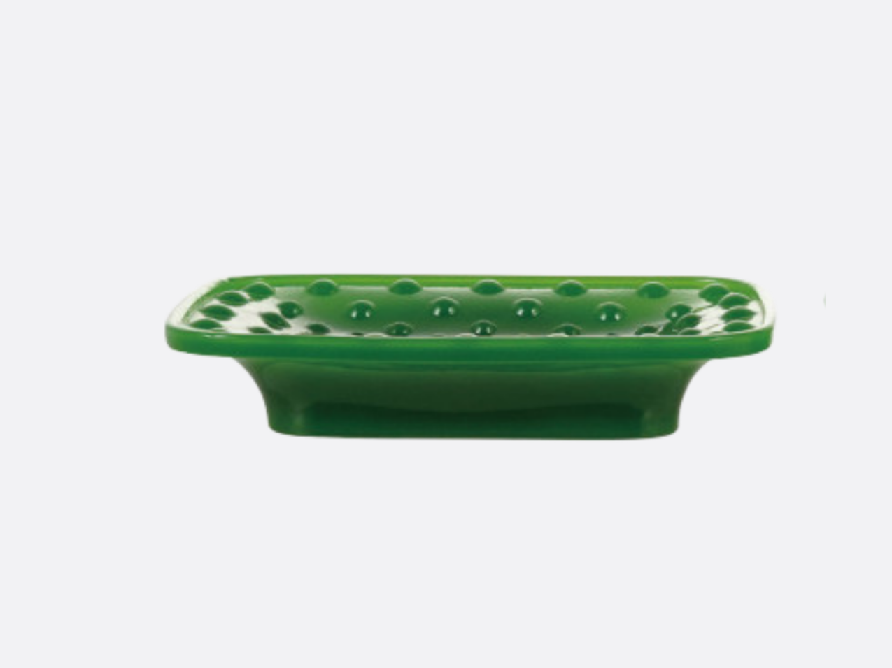 Embossed Milk Glass Footed Soap Dish - Green