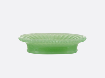 Embossed Milk Glass Footed Soap Dish - Mint