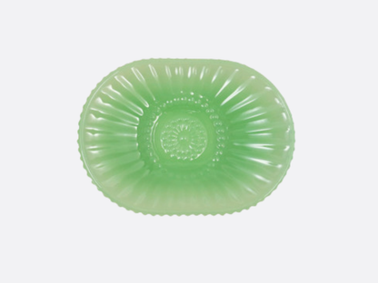 Embossed Milk Glass Footed Soap Dish - Mint