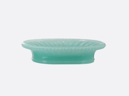Embossed Milk Glass Footed Soap Dish - Blue