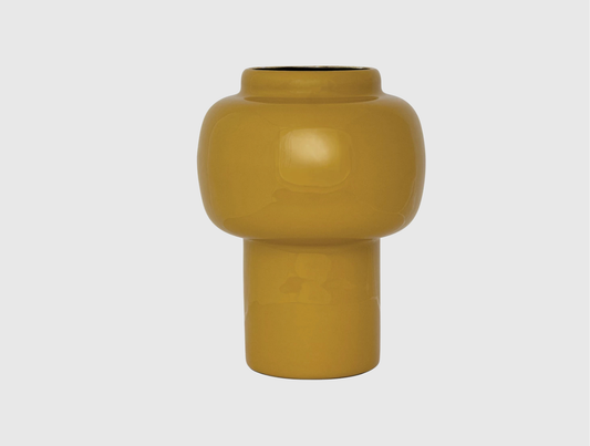 Enameled Metal Vase - Mustard Yellow