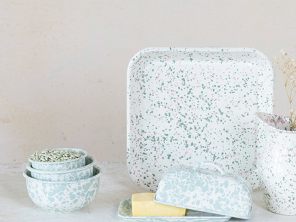 Enameled Metal Splatterware Platter