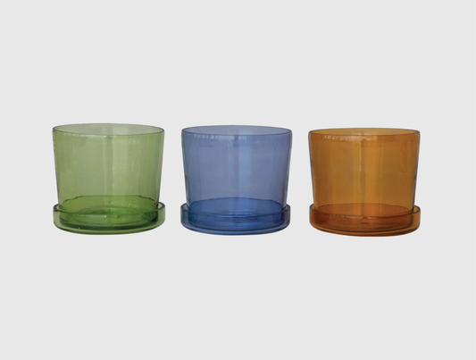 Recycled Hand-Blown Glass Pot