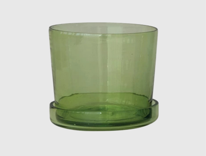 Recycled Hand-Blown Glass Pot