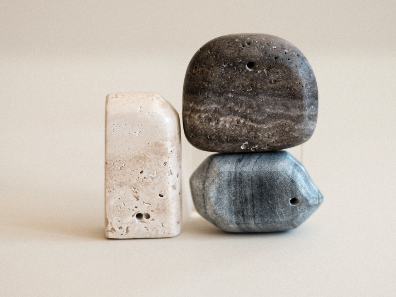 Incense Holder - Grey Travertine