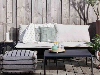 Kyoto Outdoor Cushion - Garden Green + Off White