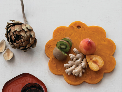 Marbled Resin Scalloped Cheese/Serving Board