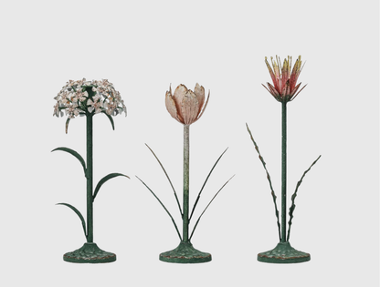 Painted Metal Floral Taper Holders