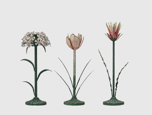 Painted Metal Floral Taper Holders