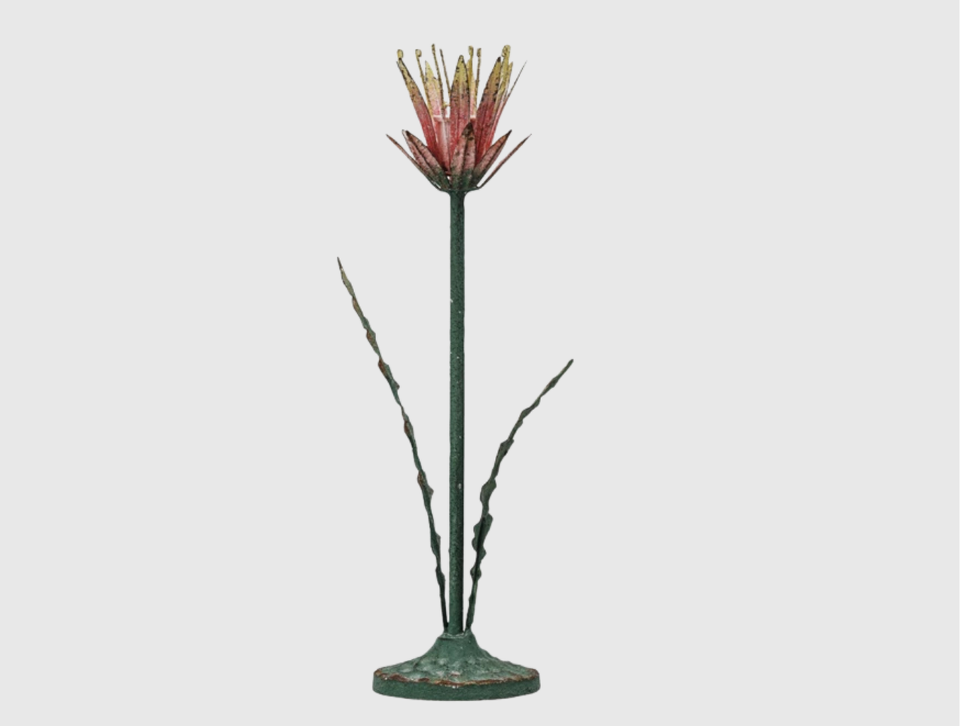 Painted Metal Floral Taper Holders