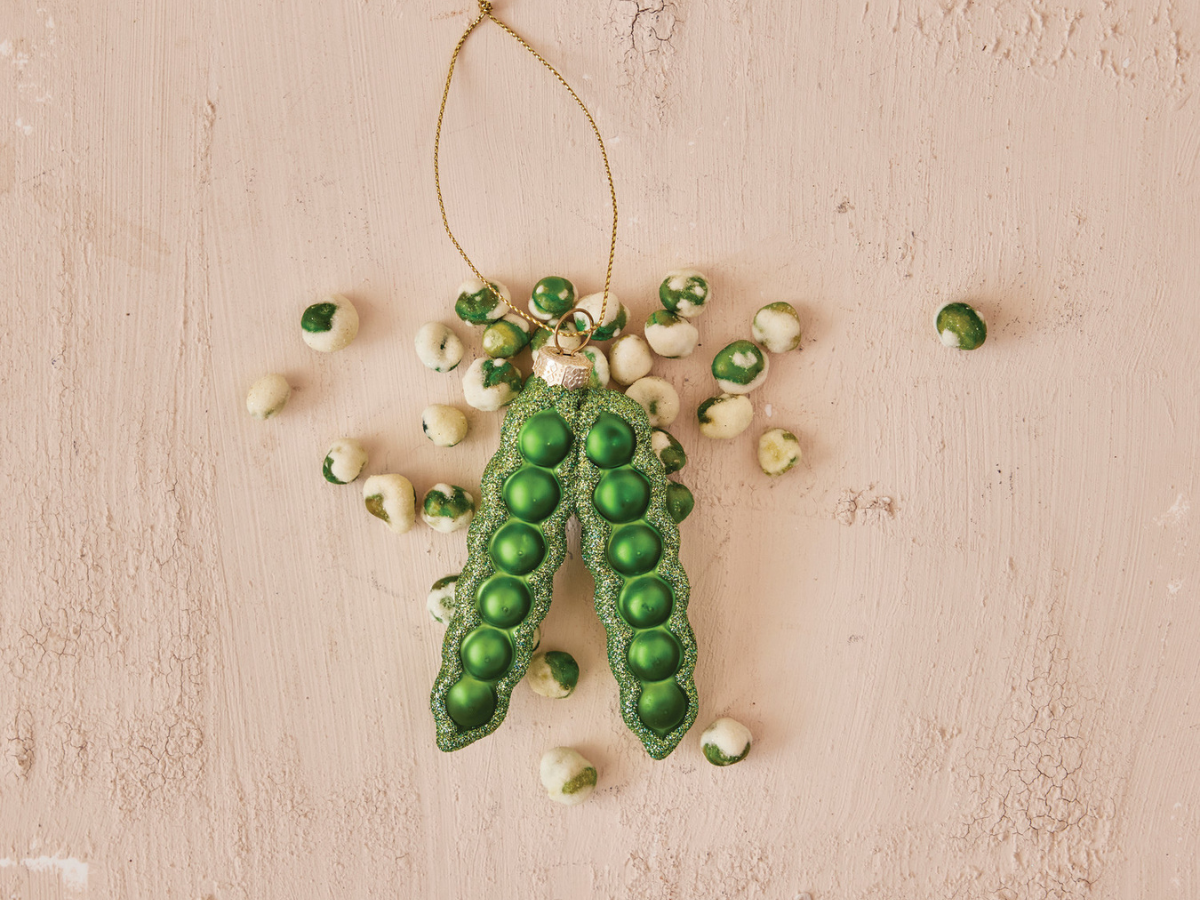 Glass Pea Pod Ornament