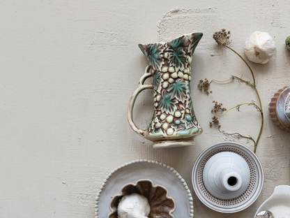 Embossed Stoneware Grape Pitcher