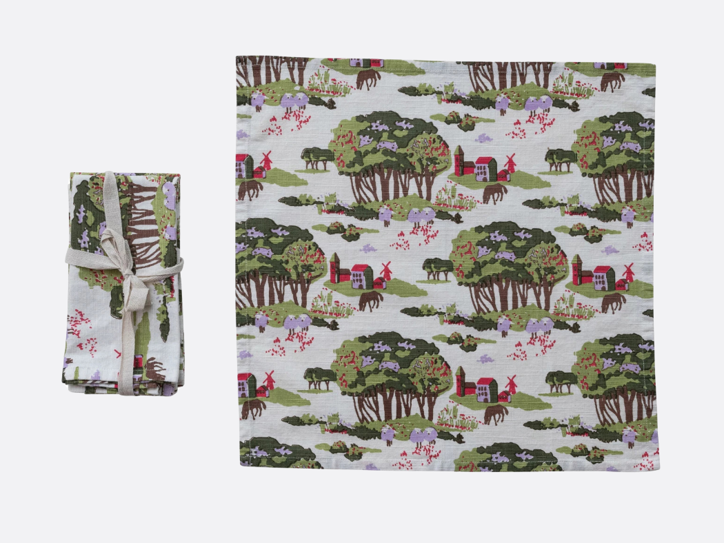 Square Cotton Printed Napkins - Set of 4