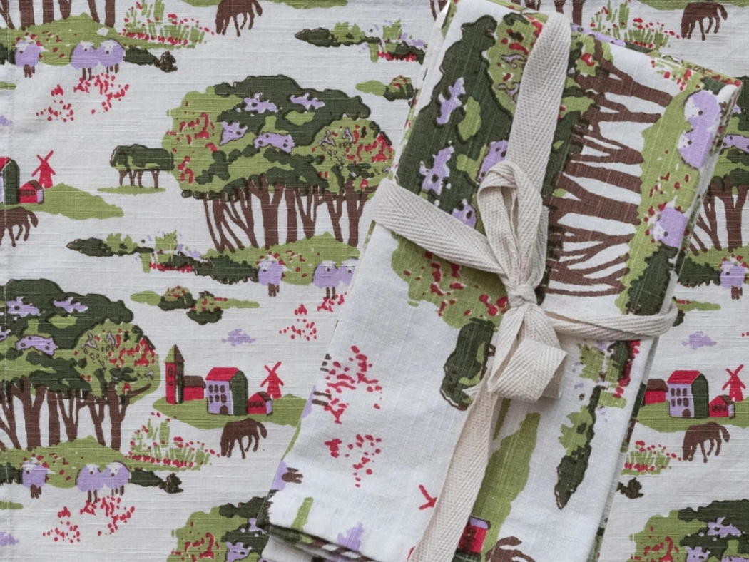 Square Cotton Printed Napkins - Set of 4