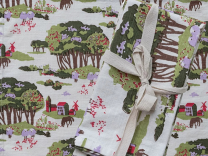 Square Cotton Printed Napkins - Set of 4