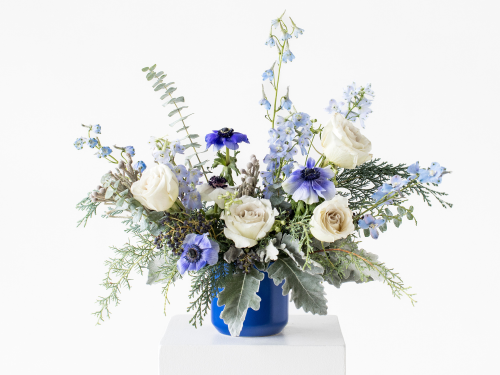 The Blue Crinkle Cookie Flower Arrangement