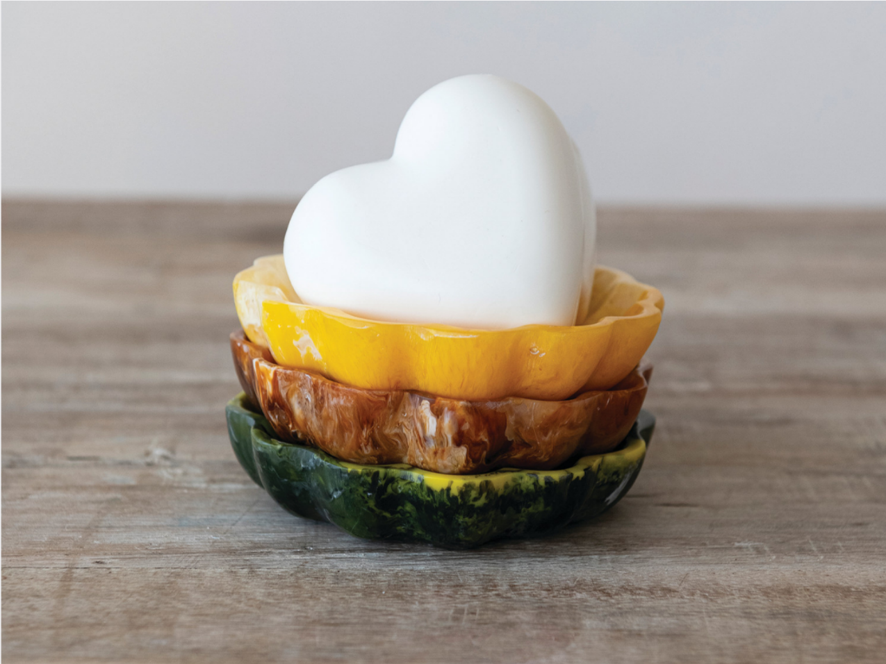 Marbled Flower Soap Dish - Yellow