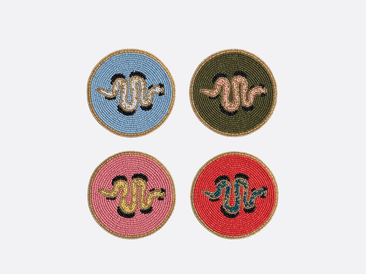 Glass Beaded Snake Coaster Set