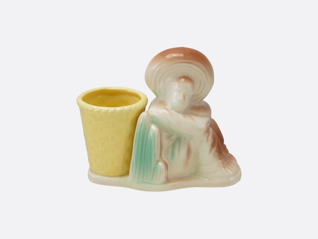Stoneware Man in Sombrero & Cactus Vase