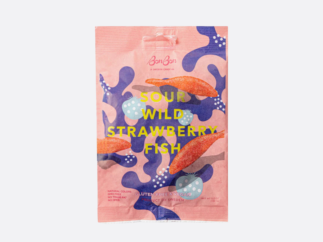 Sour Wild Strawberry Fish - Swedish Candy