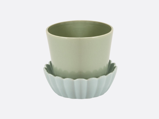 Green Springvale Pot with Saucer