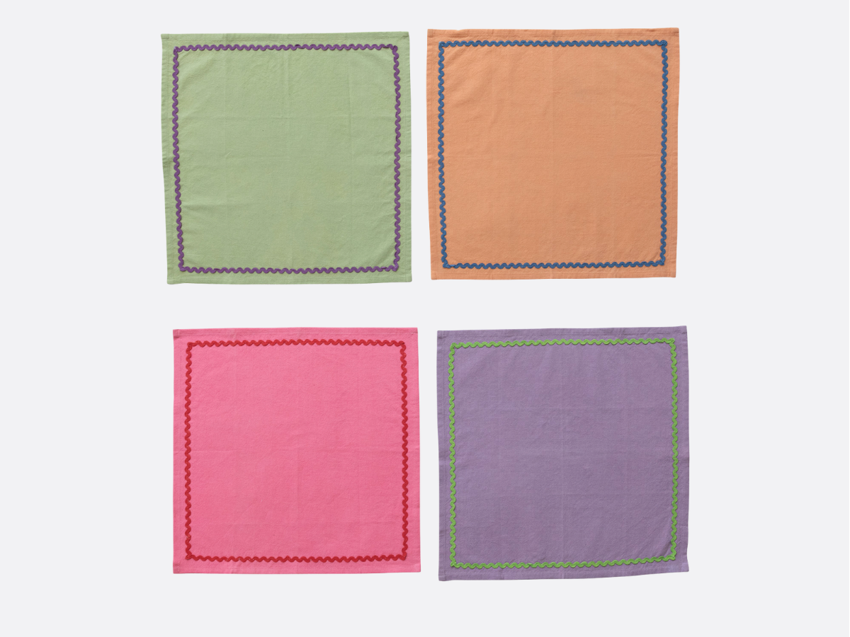 Ric Rac Square Cocktail Napkins  - Set of 4