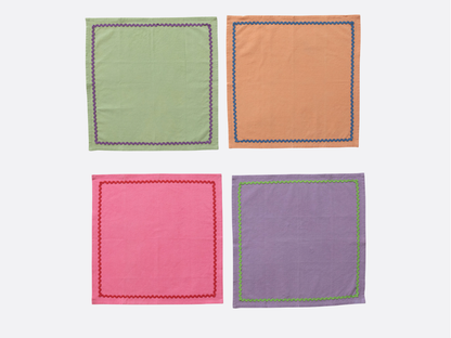 Ric Rac Square Cocktail Napkins  - Set of 4