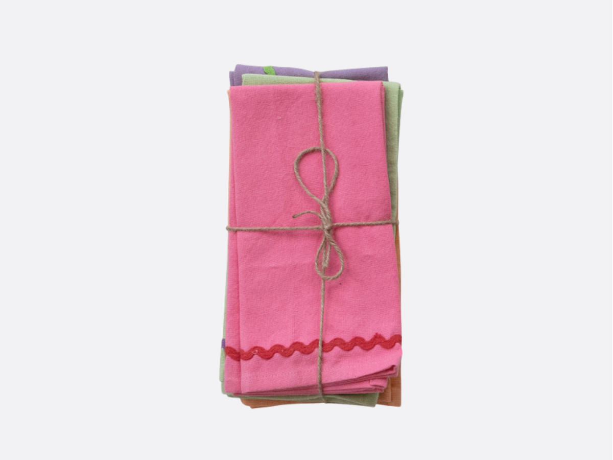 Ric Rac Square Cocktail Napkins  - Set of 4