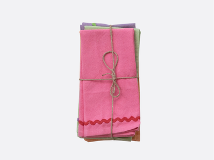 Ric Rac Square Cocktail Napkins  - Set of 4