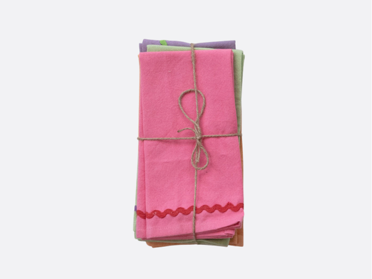 Ric Rac Square Cocktail Napkins  - Set of 4