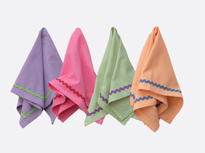 Ric Rac Square Cocktail Napkins  - Set of 4
