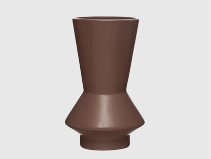 Stoneware Geometric Vase - Brown