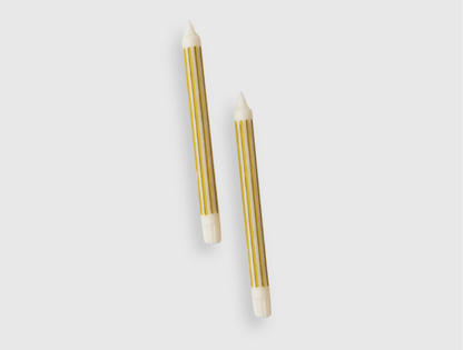 Unscented Striped Taper Candle Set - Chartreuse