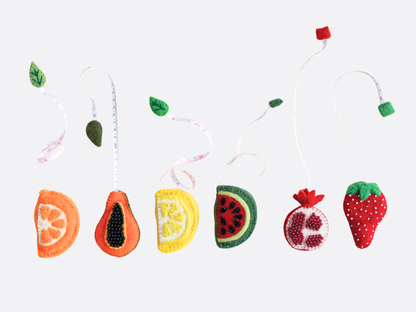 Handmade Embroidered Felt Tape Measures - Orange