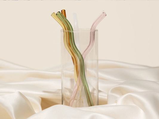 Wavy Glass Straws - Green