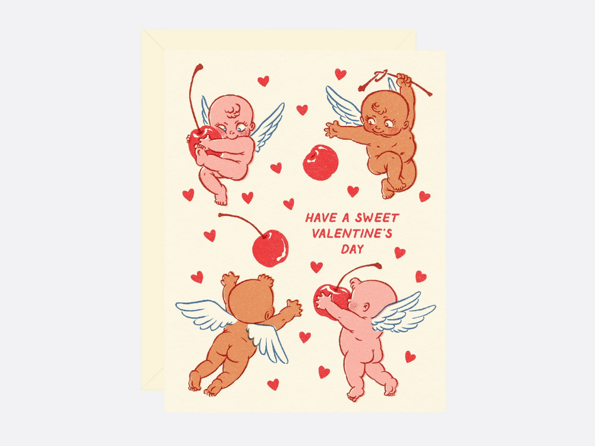 Sweet Valentine Cherubs - Valentine's Greeting Card