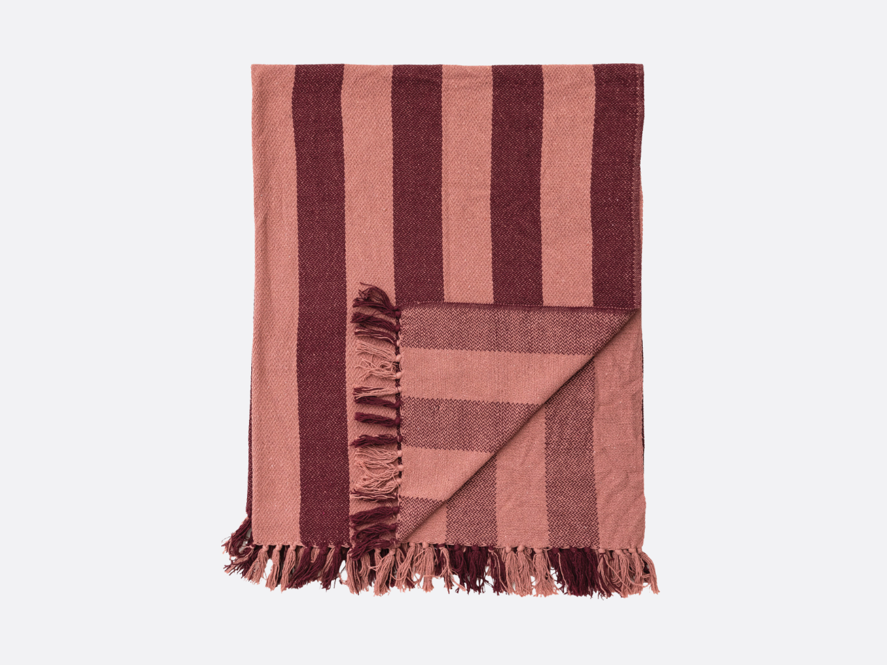 Woven Recycled Throw - Berry & Pink Stripes