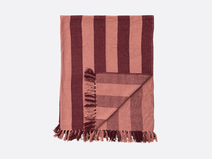 Woven Recycled Throw - Berry & Pink Stripes