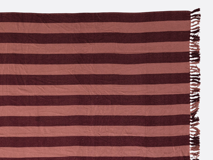 Woven Recycled Throw - Berry & Pink Stripes