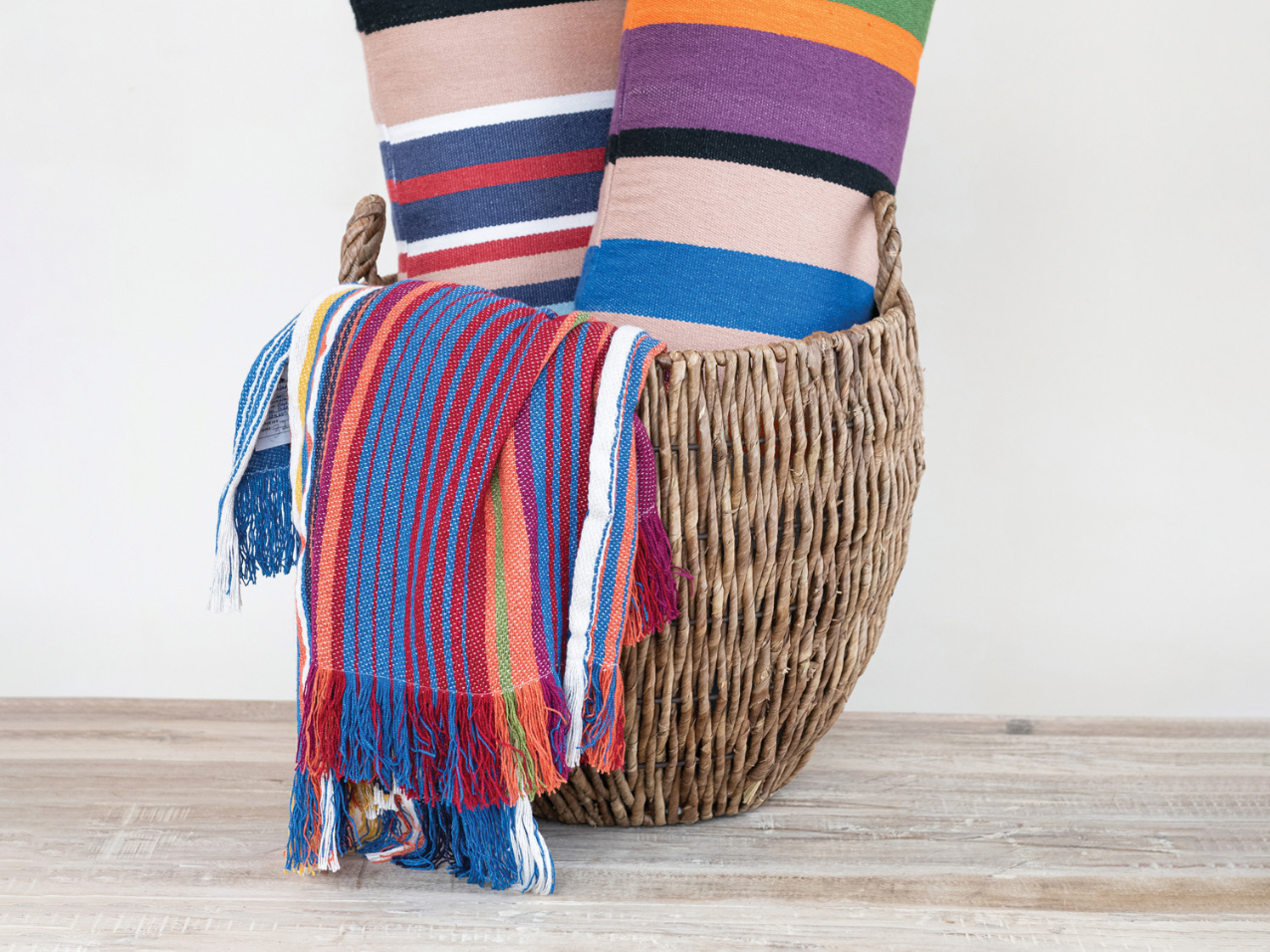 Woven Recycled Throw - Multicolor Stripes
