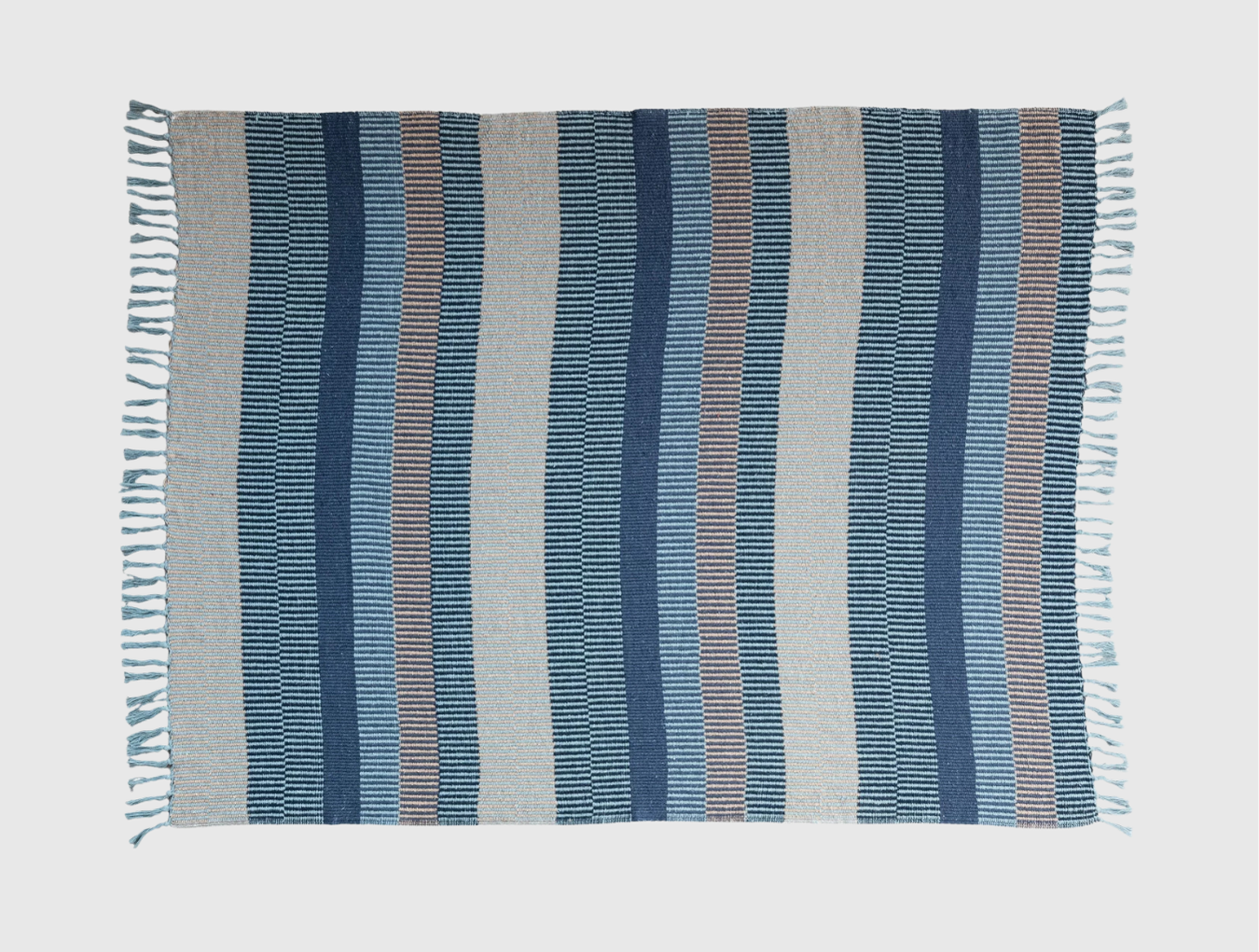 Woven Recycled Throw - Blue Stripes