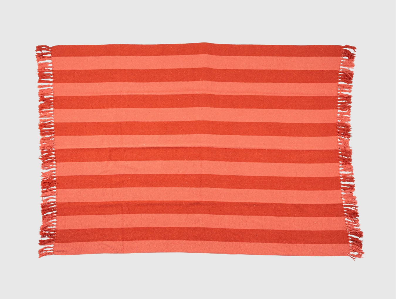 Woven Recycled Throw - Red Stripes