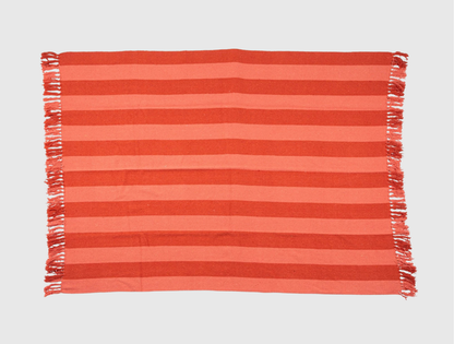 Woven Recycled Throw - Red Stripes