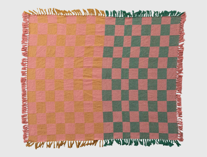 Woven Recycled Throw - Checked