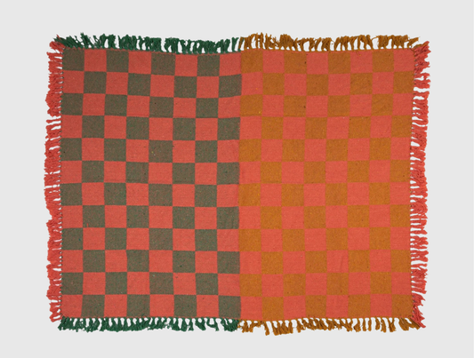 Woven Recycled Throw - Checked
